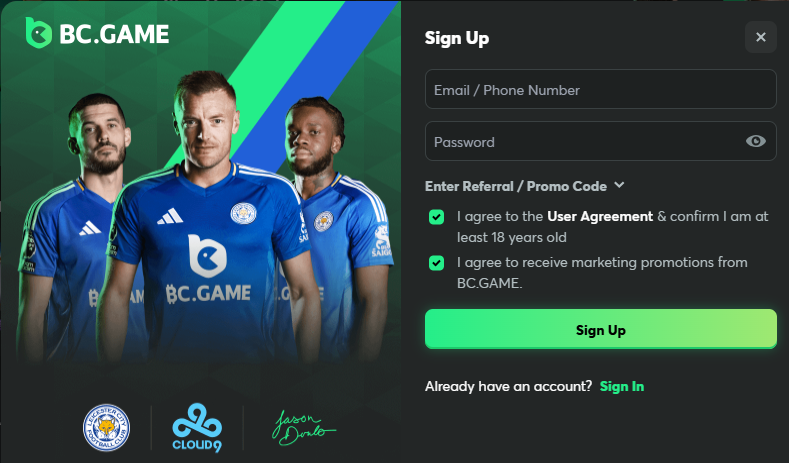 BC Game Sign Up.